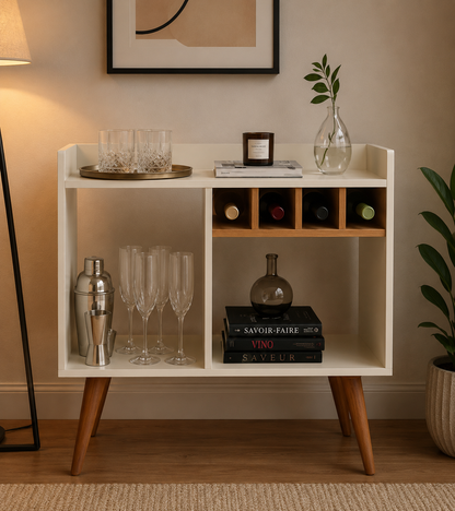Retro Corner Cafe Buffet Sideboard, Off White/Nature