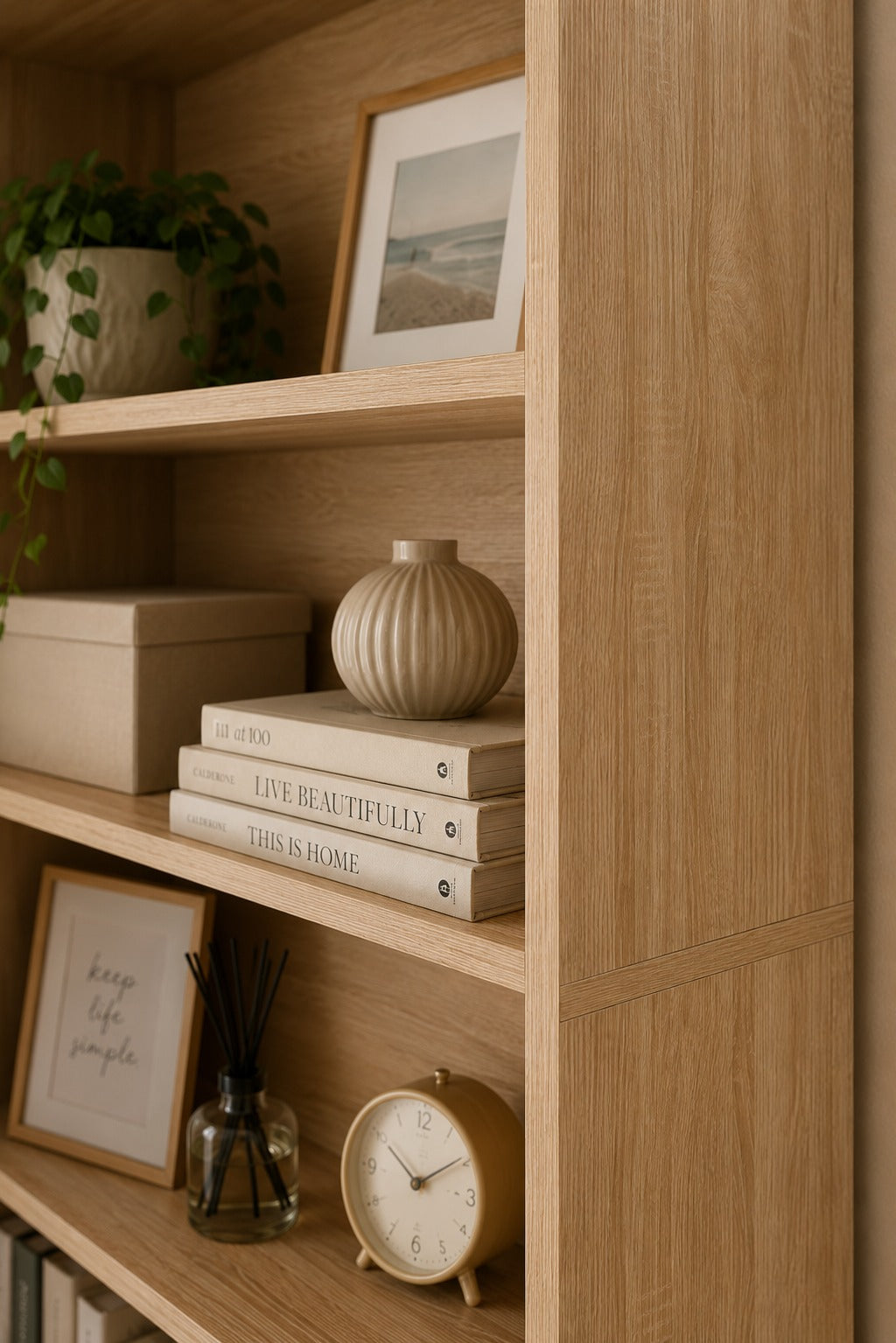 FirFurd Bookcase Wooden Shelf with 6 Compartments Shelves Bookcase Storage Shelf for Living Room Study Wooden 180 x 60 x 23.5 cm Light Light