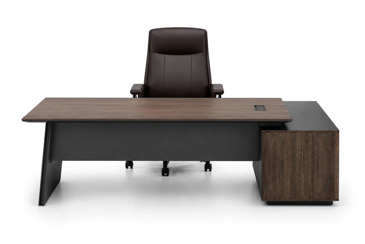 Modern L-Shaped Manager Office Desk with Side Storage