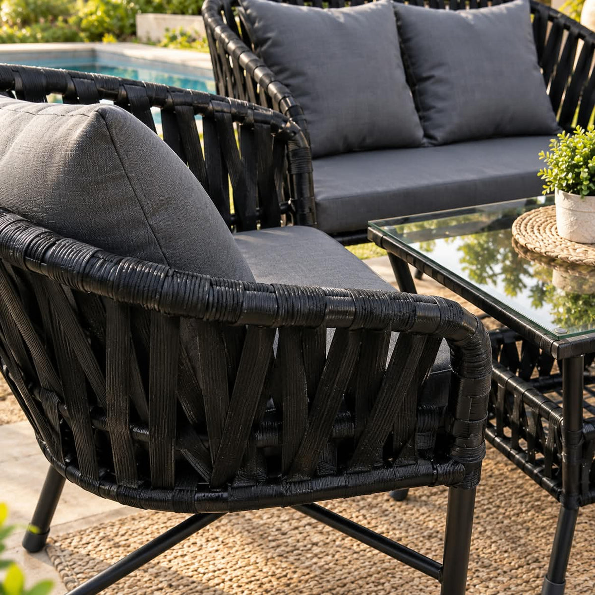 Modern Outdoor Woven Patio Sofa Set