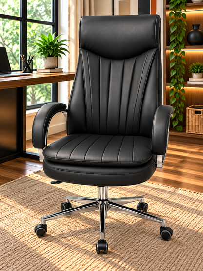Contemporary High-Back Executive Office Chair with Padded Headrest