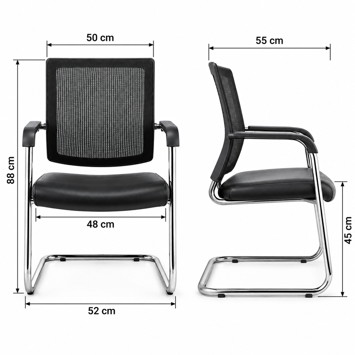 Modern Black Mesh Visitor Office Chair