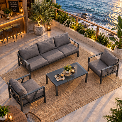 Modern Outdoor Patio Sofa Set with Coffee Table