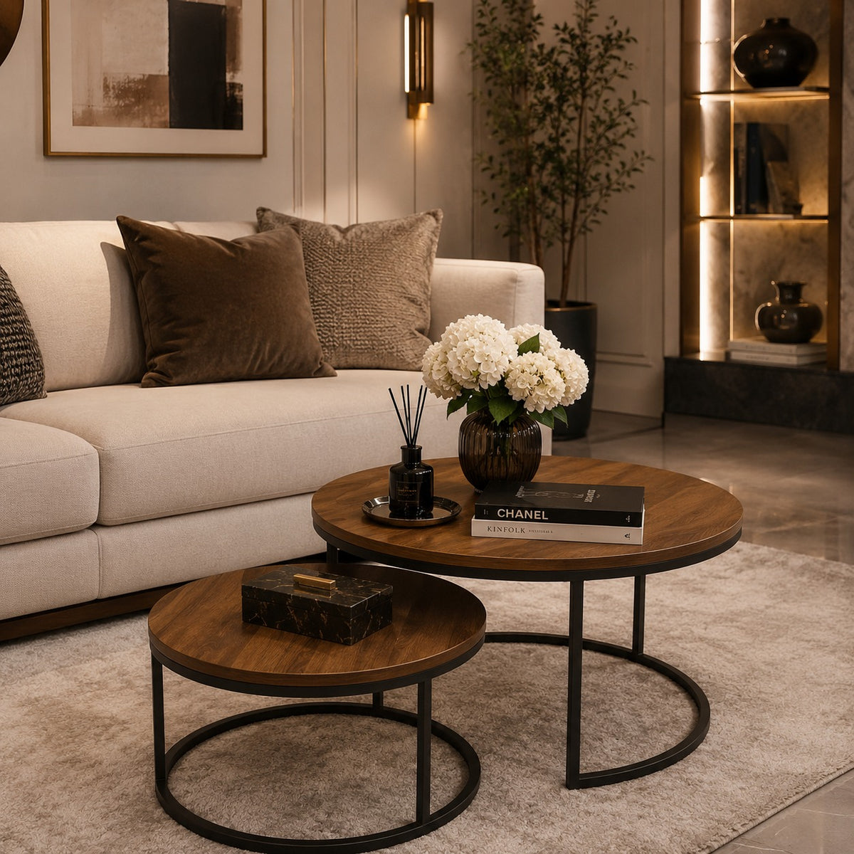 Modern Round Nesting Coffee Tables – 2-Piece Set