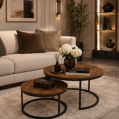 Modern Round Nesting Coffee Tables – 2-Piece Set