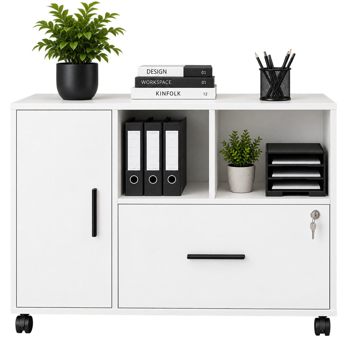 Modern White Home Office Storage Cabinet