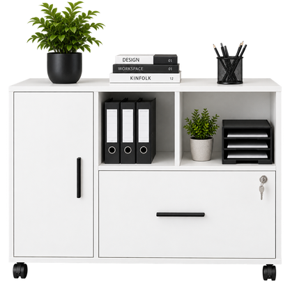 Modern White Home Office Storage Cabinet