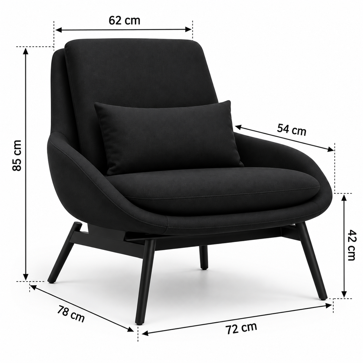 Modern Upholstered Lounge Chair with Accent Cushion