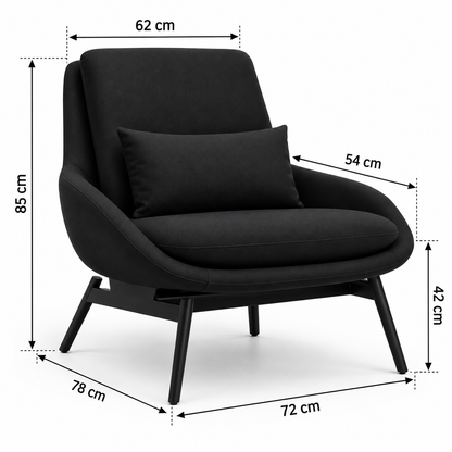 Modern Upholstered Lounge Chair with Accent Cushion