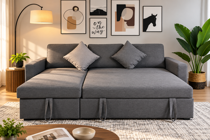 Modern Gray Sofa Bed with Chaise