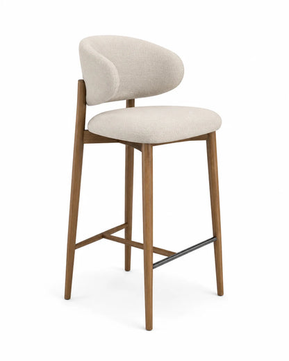 Modern Upholstered Bar Stool with Curved Backrest