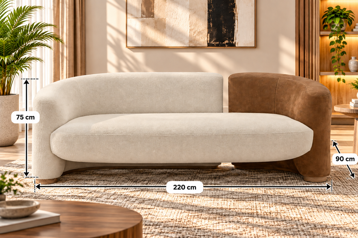 Modern Curved Upholstered 3-Seater Sofa