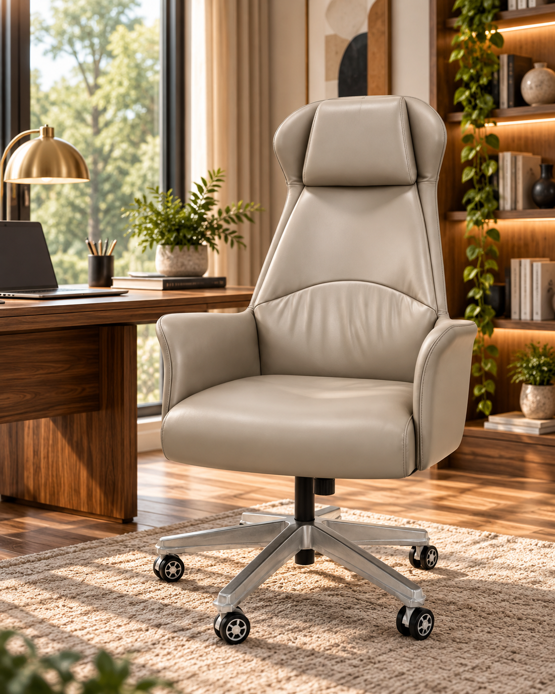 Executive High-Back Office Chair with Winged Headrest