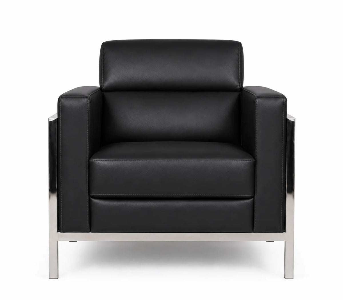 Contemporary Metal-Frame Lounge Armchair