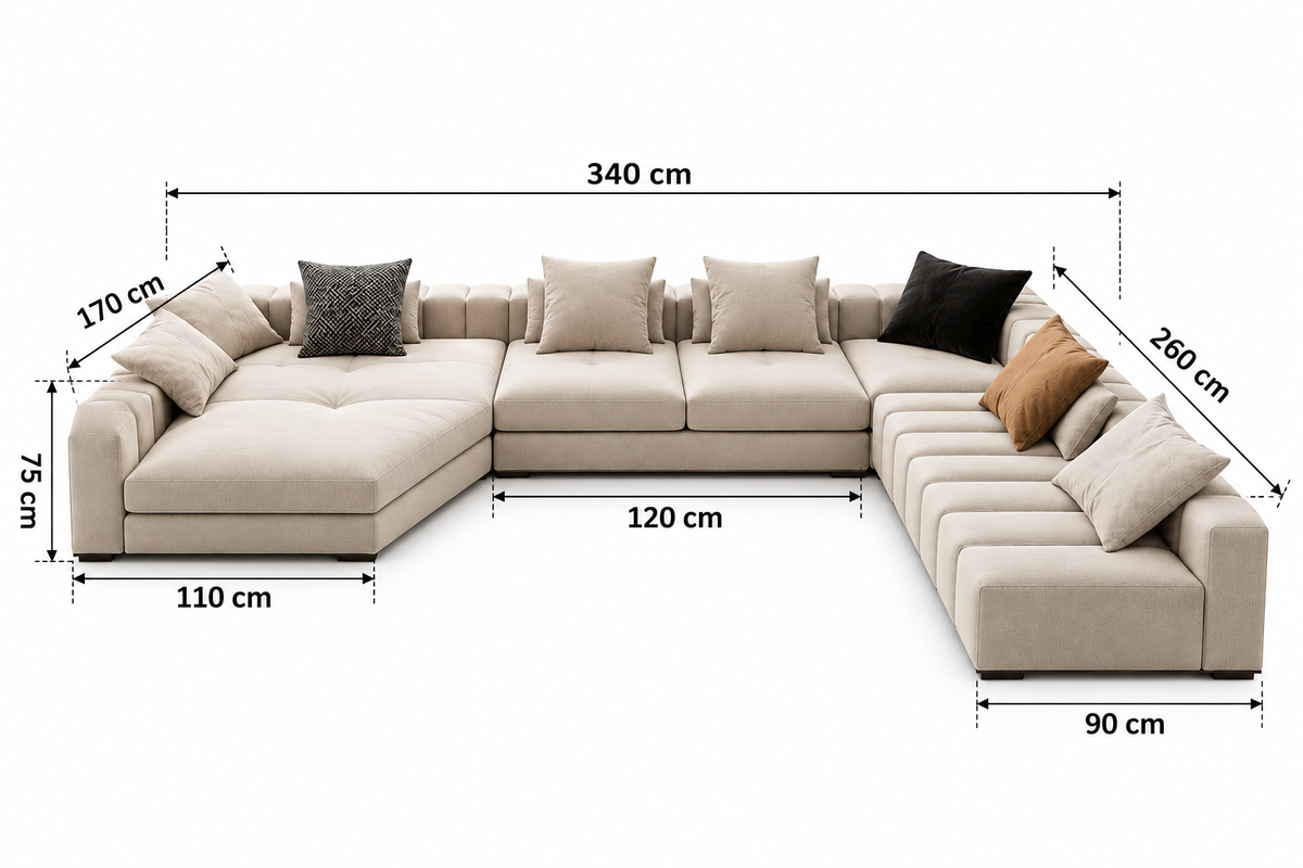 Modern U-Shaped Sectional Sofa