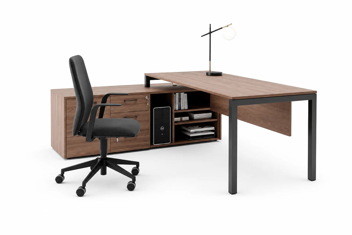 Premium Executive Office Desk with Extended Return & Storage Cabinet