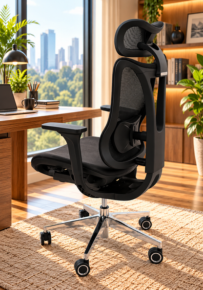Contemporary High-Back Mesh Office Chair with Adjustable Headrest