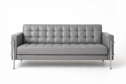 Modern Tufted Leather Sofa 3 Piece