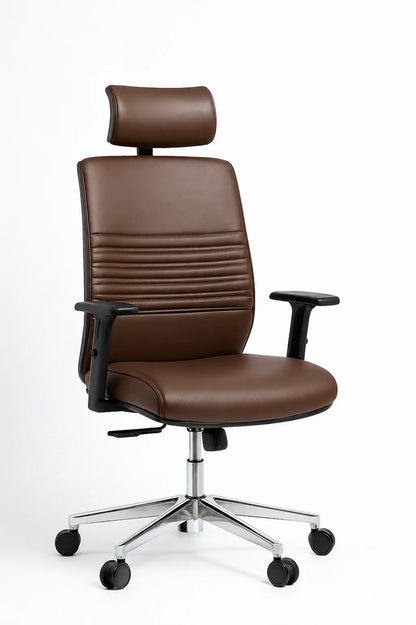 Modern Executive Office Chair with High Back, Headrest & Adjustable Arms