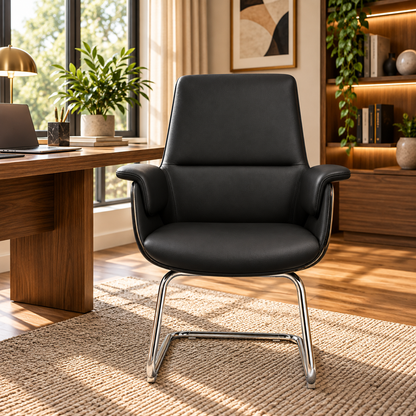 Modern High-Back Conference Chair with Padded Armrests