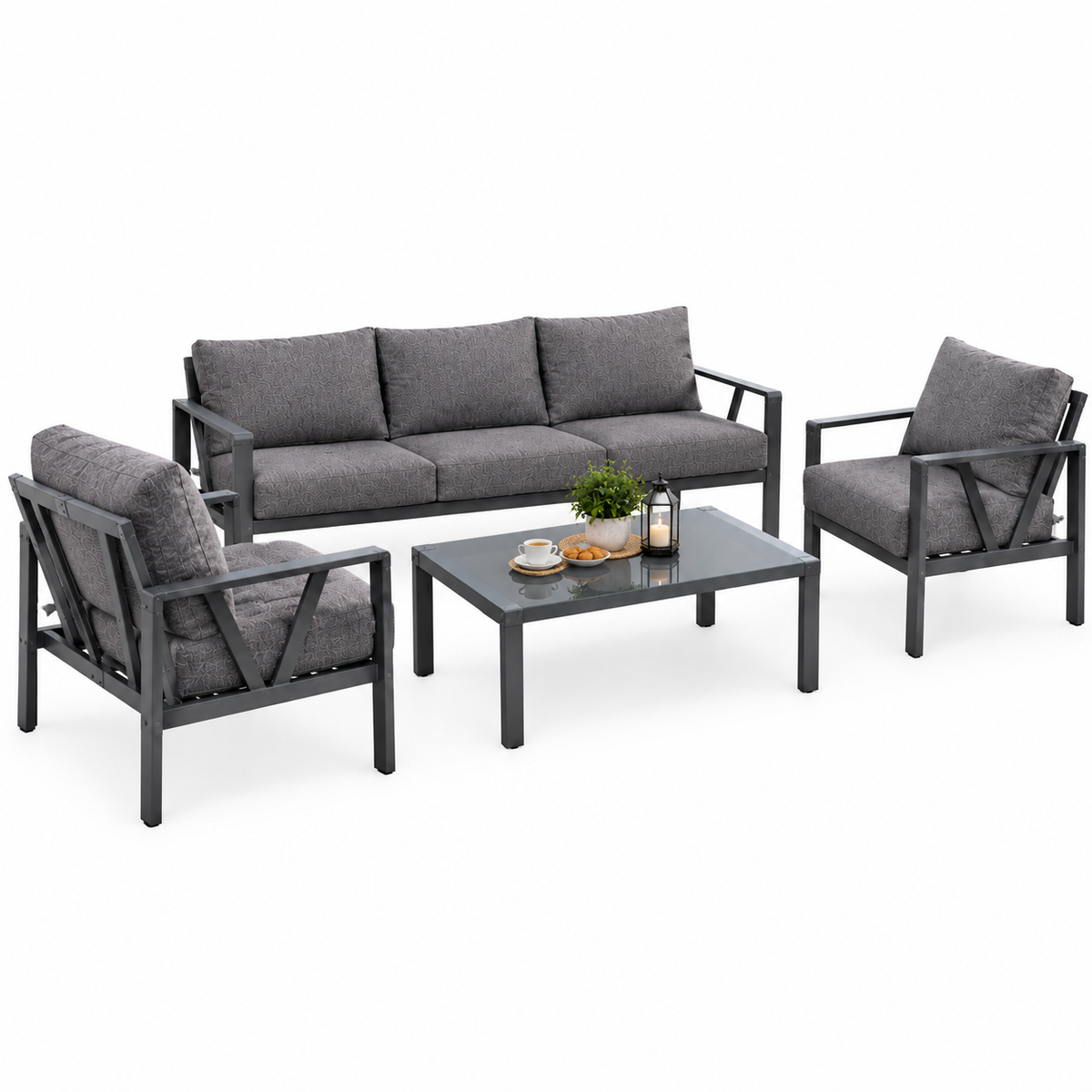 Modern Outdoor Patio Sofa Set with Coffee Table