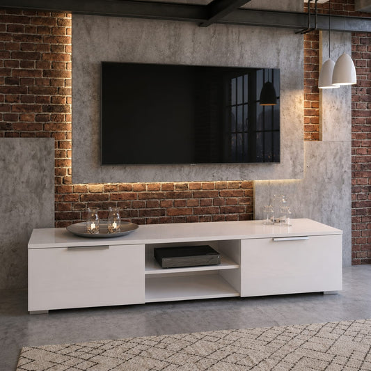 Riga TV table for 65 inch TV screen white color size 33 x 172 x 39.9 cm