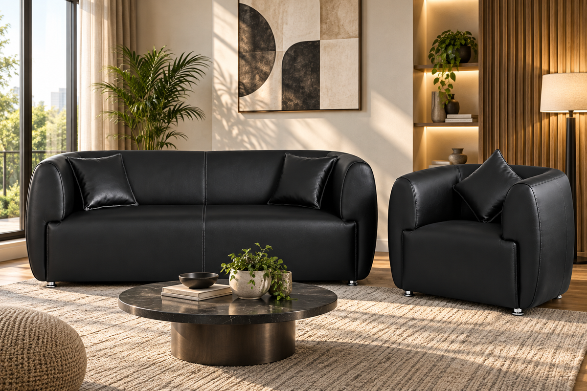 Contemporary Curved Sofa & Accent Chair Set