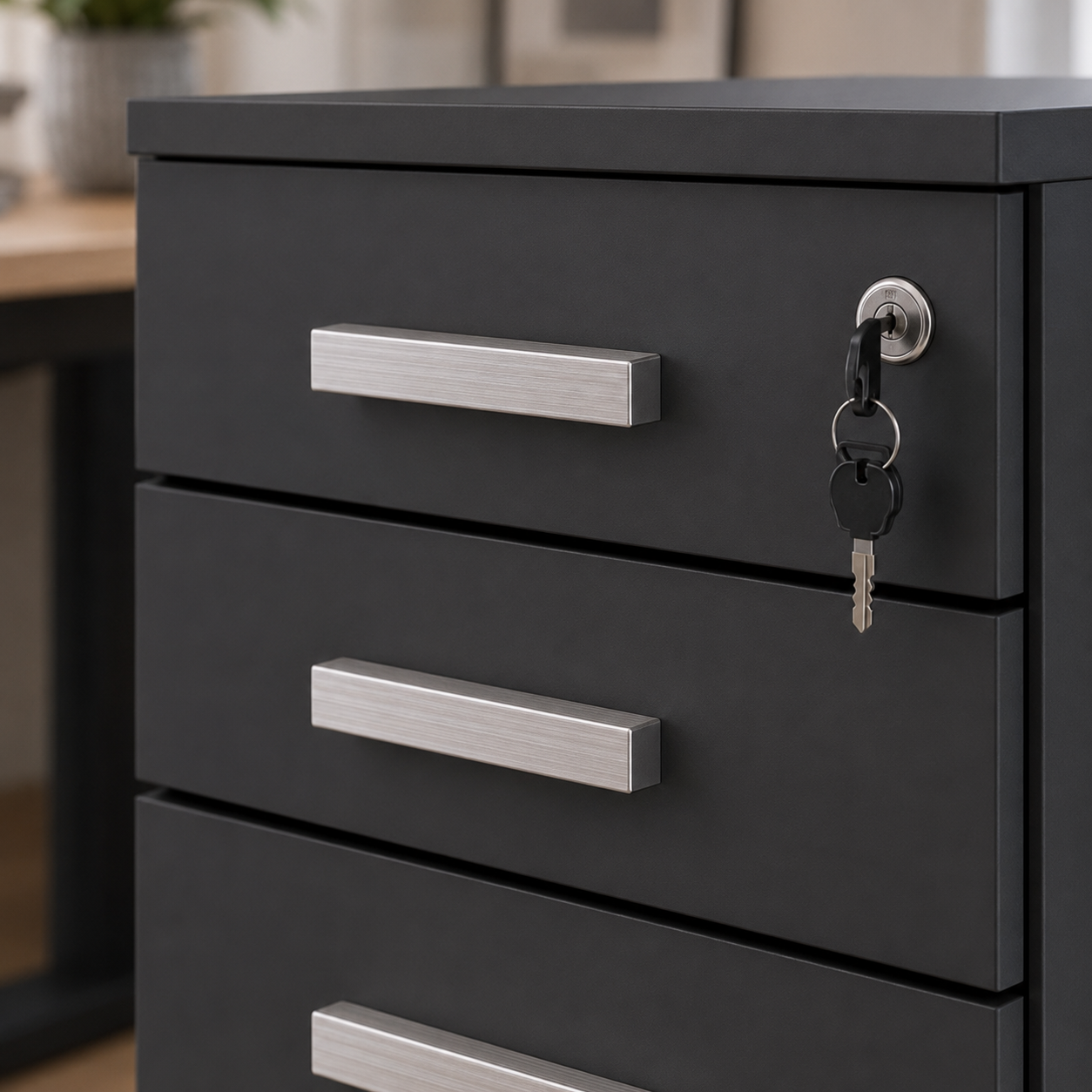 Cabinet with Lock, 26-Inch Size, Black/Black