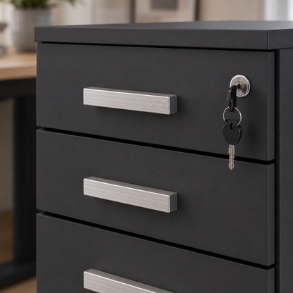 Cabinet with Lock, 26-Inch Size, Black/Black