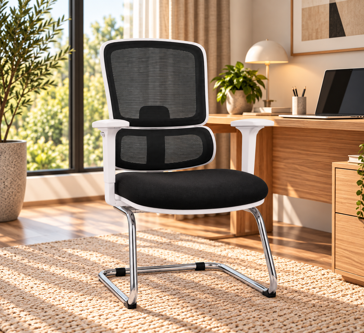 Modern Mesh Conference Chair with Adjustable Armrests