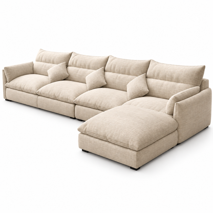 Modern Beige L-Shaped Sectional Sofa