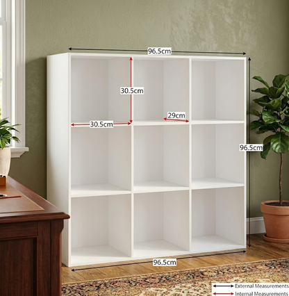 Vida Designs Durham Cube Bookcase Storage Organiser Living Room Bookshelf Home Office Furniture (9 Cube, White)