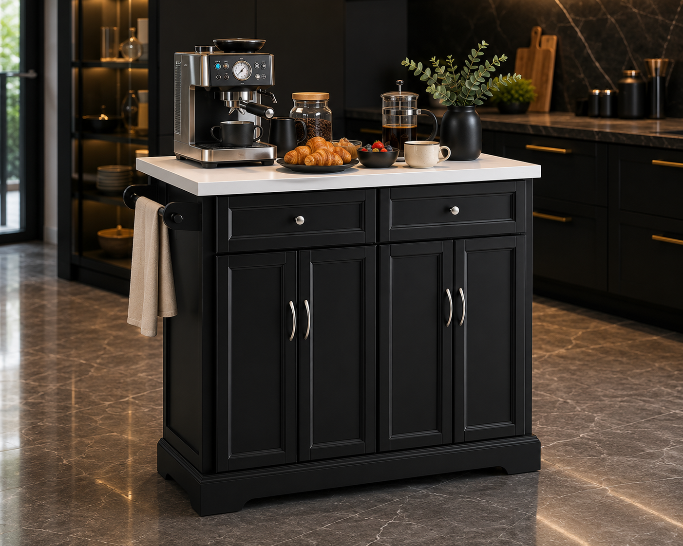 Extendable Kitchen Storage Trolley Kitchen Cabinet Cupboard Sideboard Kitchen Island