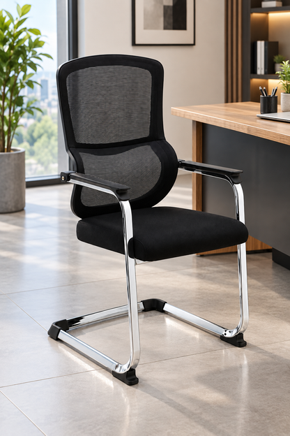 Modern Black Mesh Office Visitor Chair