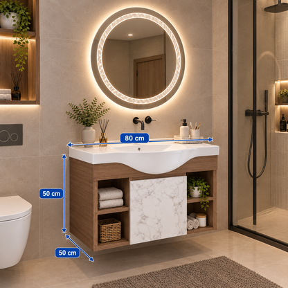 Modern Wall-Mounted Bathroom Vanity with Ceramic Sink