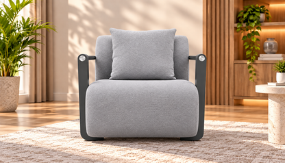 Modern Curved Upholstered 3-Seater Sofa