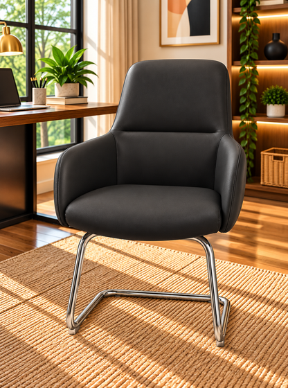 Modern Padded Visitor Chair with Curved Armrests