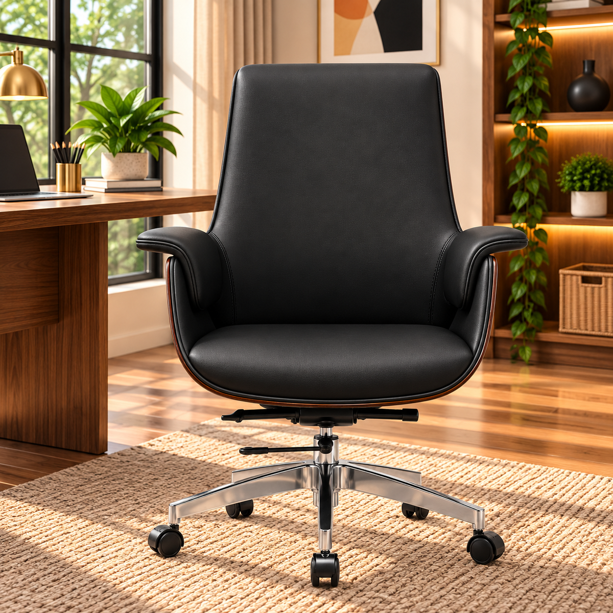 Modern Executive Office Chair with Padded Armrests