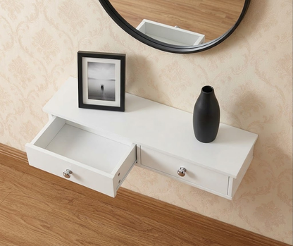 Wall Shelf with 2 Drawers 10 x 60 x 15 cm White
