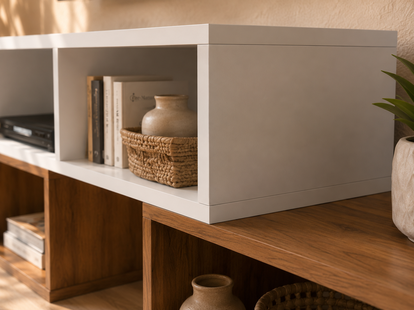 TV Unit - (Brown and White)