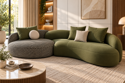 Modern Curved Sectional Sofa with Round Chaise