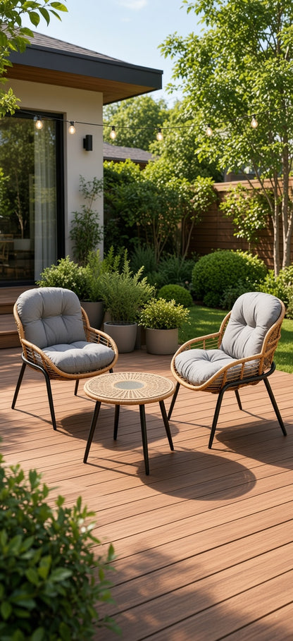 Modern Woven Outdoor Lounge Set with Round Coffee Table
