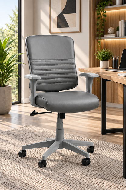 Modern Leather-Look Office Chair with Armrests