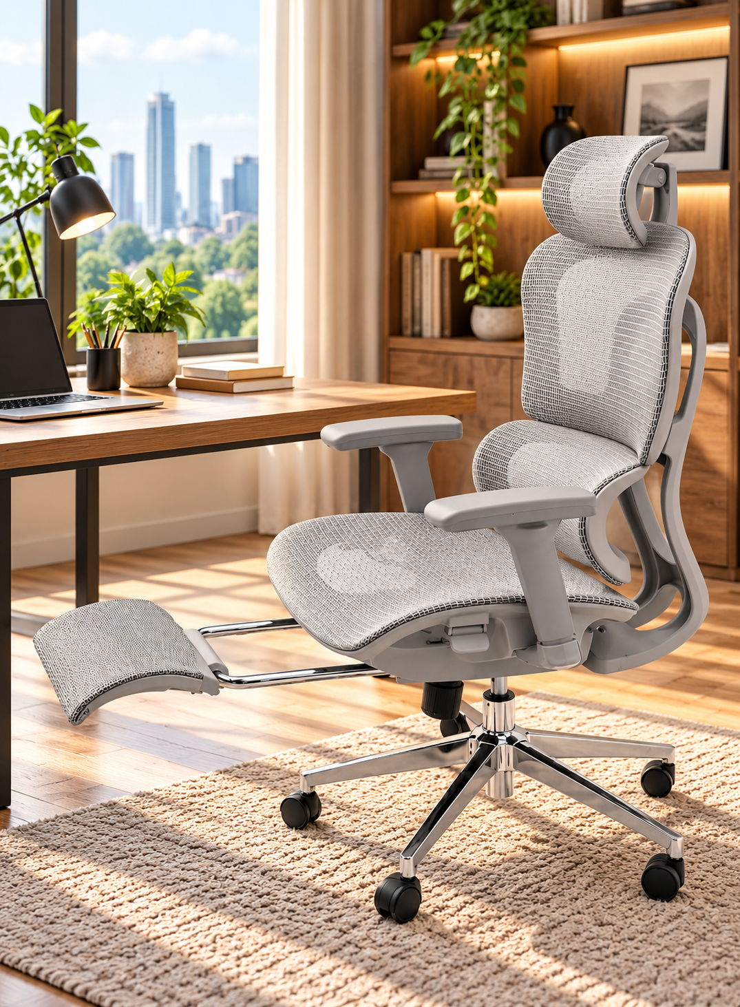 Modern Ergonomic Mesh Office Chair with Footrest