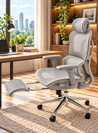 Modern Ergonomic Mesh Office Chair with Footrest