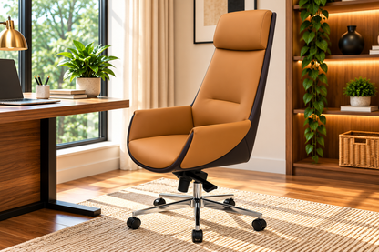 Executive High-Back Office Chair with Integrated Headrest