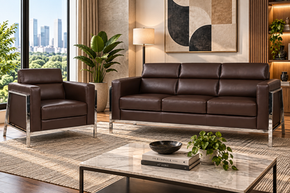 Contemporary Padded Sofa and Lounge Chair Set
