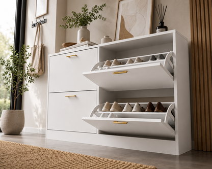 Hidden Shoe Cabinet with 2 Flip Drawers