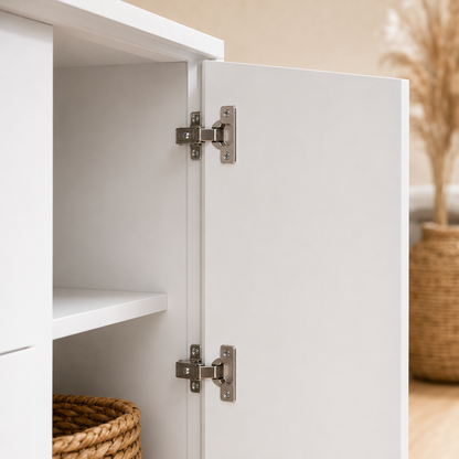 Drawers Sideboard Storage Cabinet with 2 Doors, White