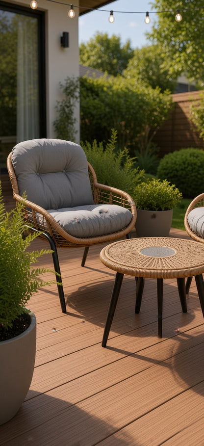 Modern Woven Outdoor Lounge Set with Round Coffee Table